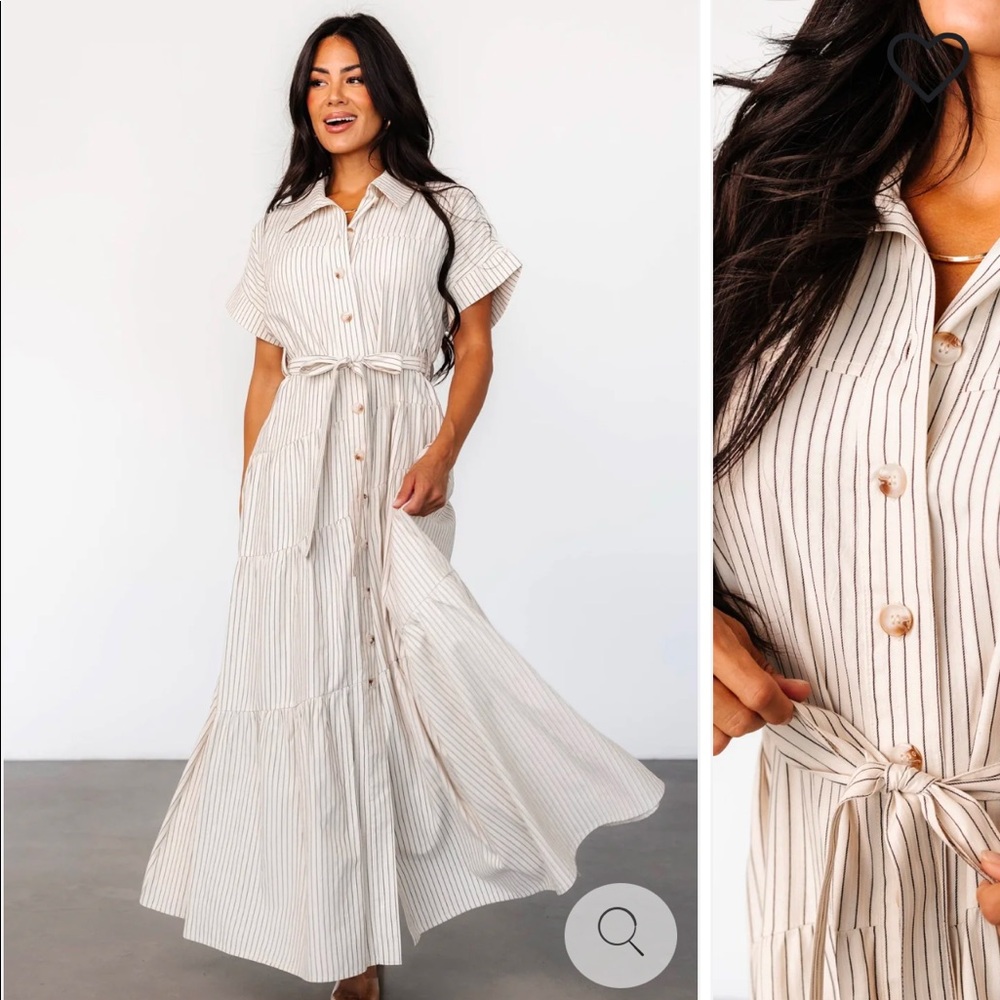 Baltic Born NWT Covey Button Up Maxi Dress | Cream Stripe - L